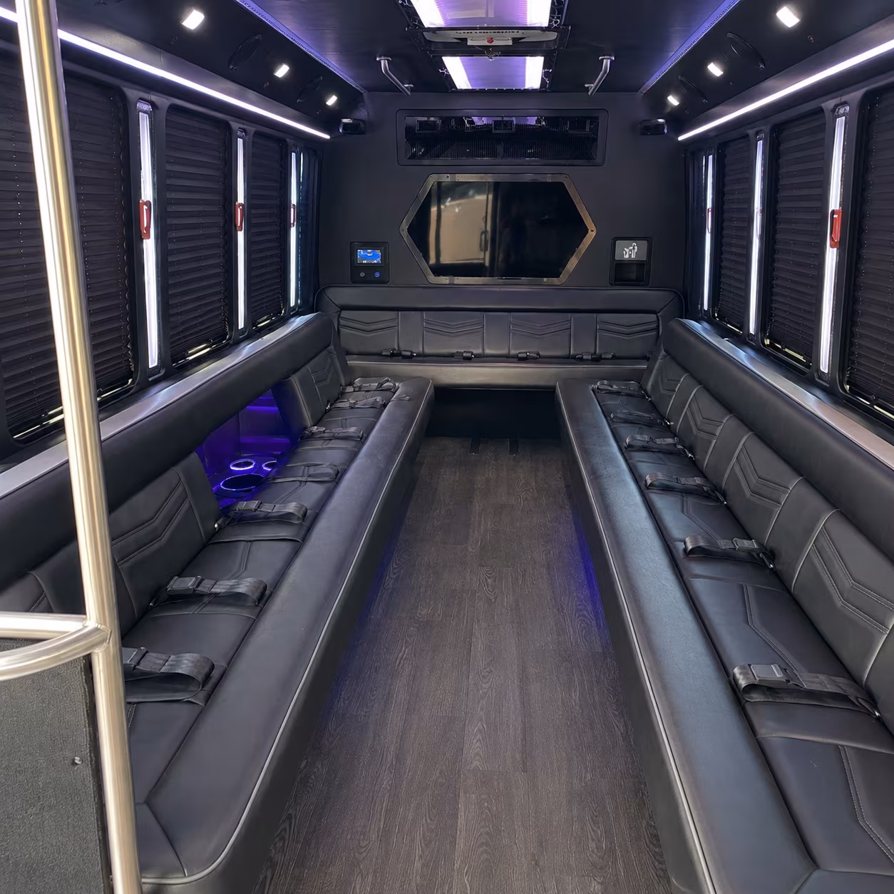 middletown 18 passenger party bus interior
