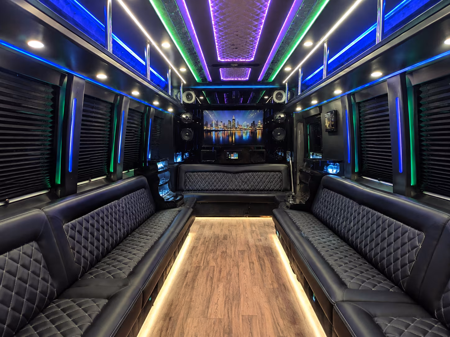 middletown 25 passenger party bus interior