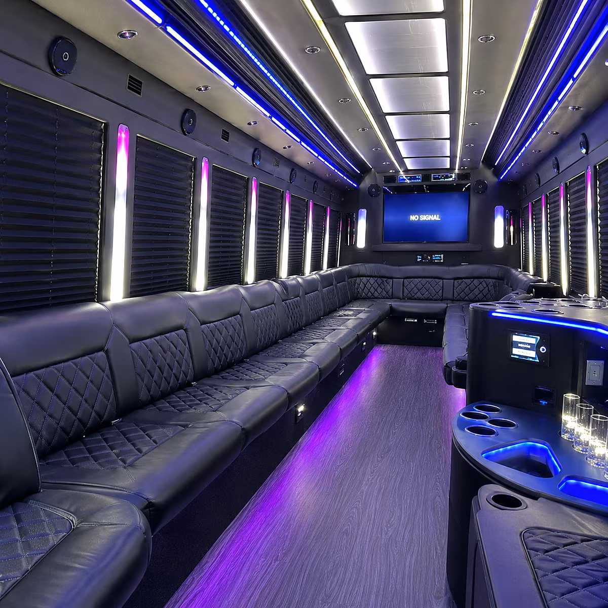 middletown 30 passenger party bus inside