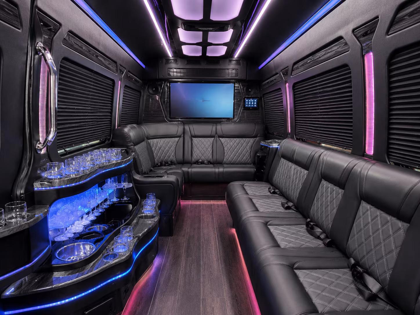 middletown 50 passenger party bus interior